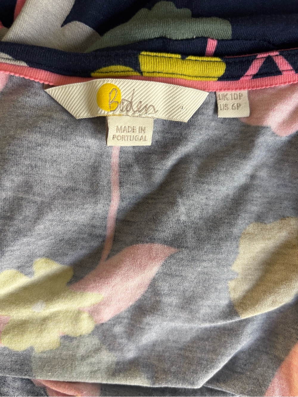 Boden Navy Floral Wrap Dress with Pink & Yellow Blooms size 6 - Picture 8 of 8